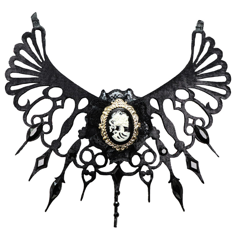 das-kost-mland-gothik-medaillon-totenkopf-braut-choker-schwarz image 1