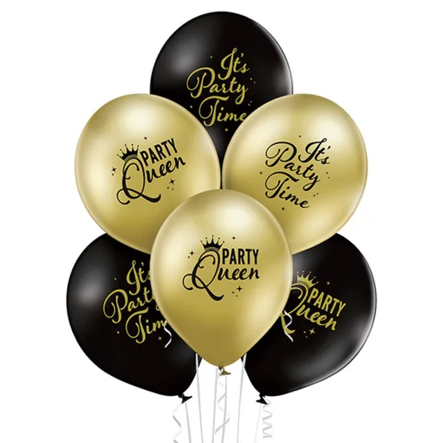 das-kost-mland-party-queen-luftballon-schwarz-gold-6-stk image 1