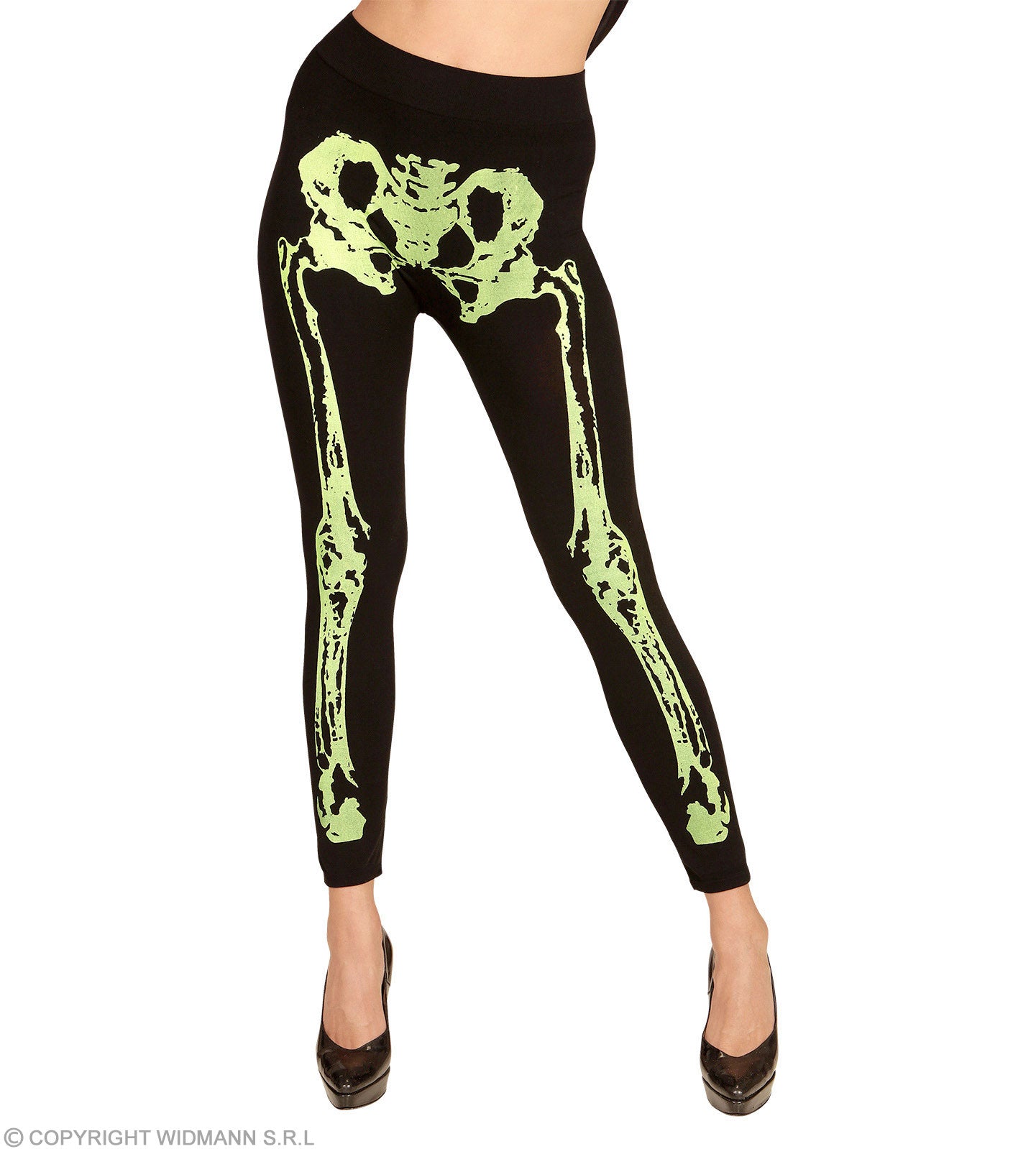 das-kost-mland-damen-skelett-leggings-schwarz-neongr-n-s-m image 2