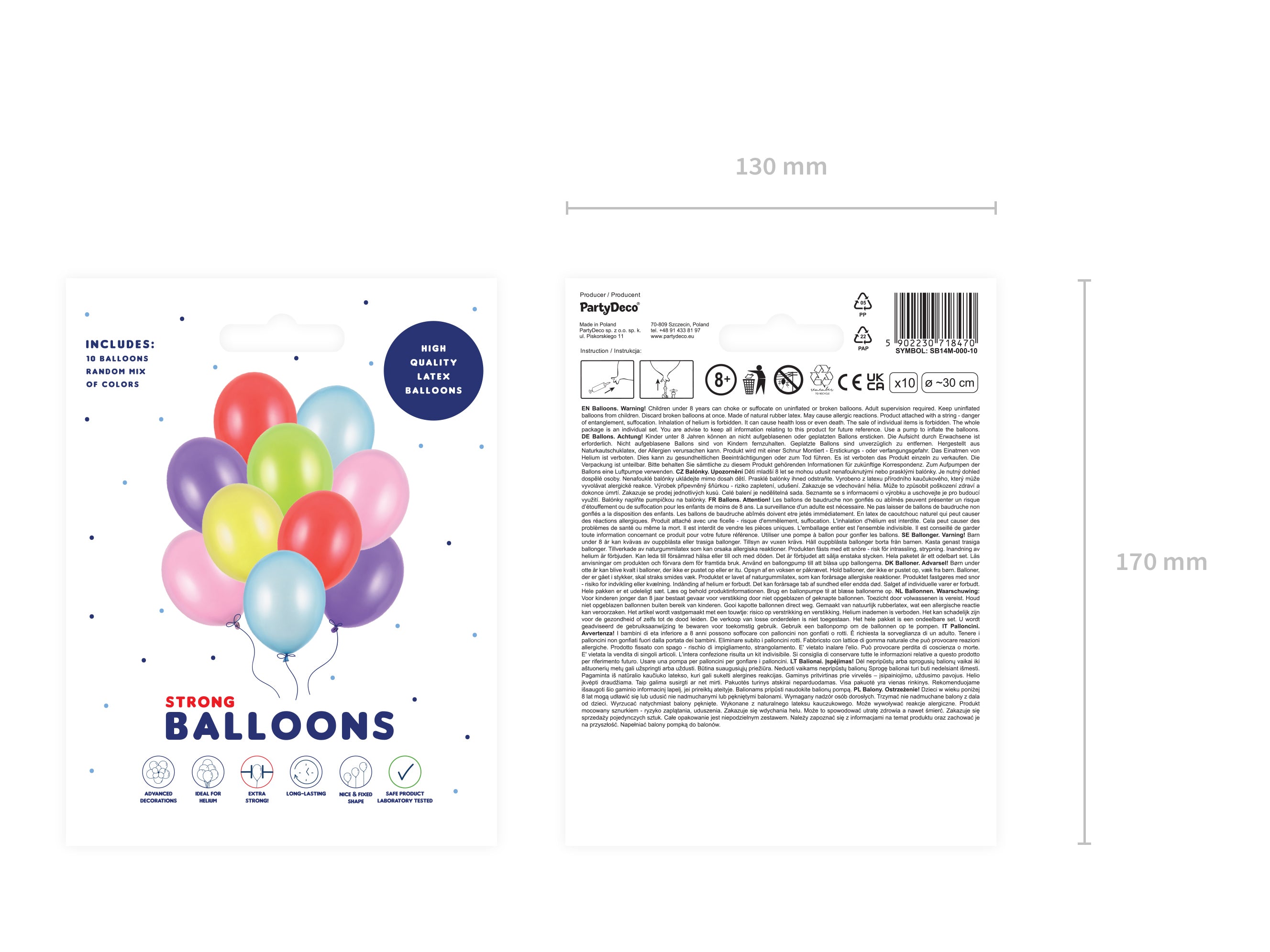 das-kost-mland-uni-metallic-latexballons-30-cm-bunt-mix-10-stk image 2