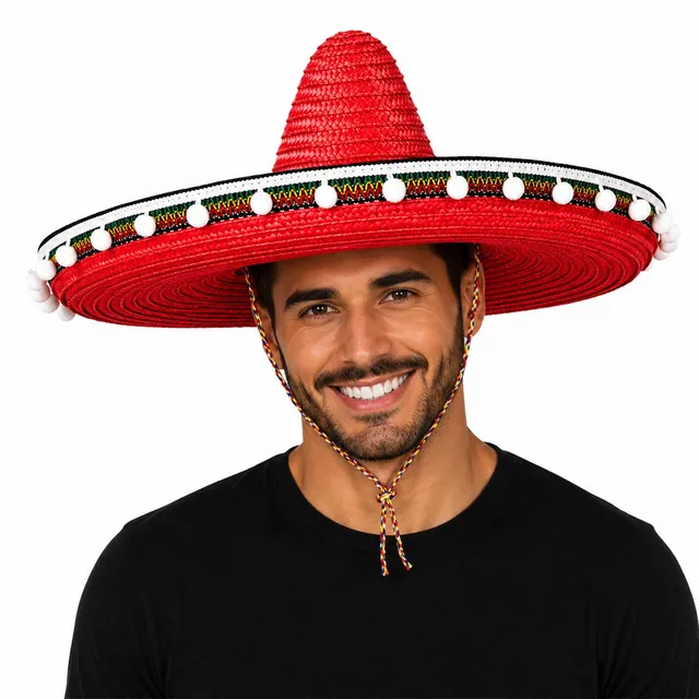 das-kost-mland-sombrero-mit-troddeln-rot-60-cm image 1