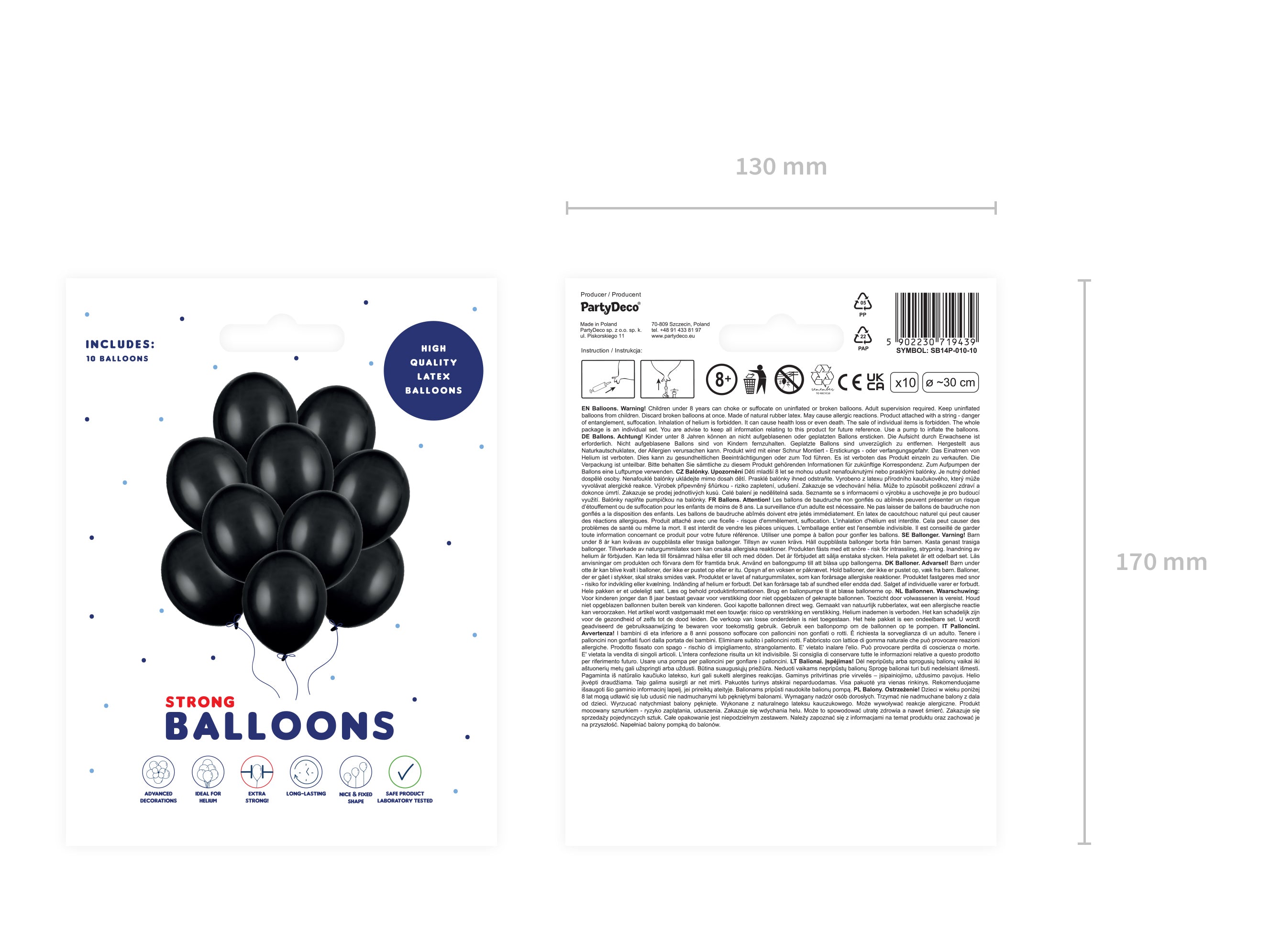 uni-pastell-latexballon-30cm-schwarz-10-stk-helium image 3