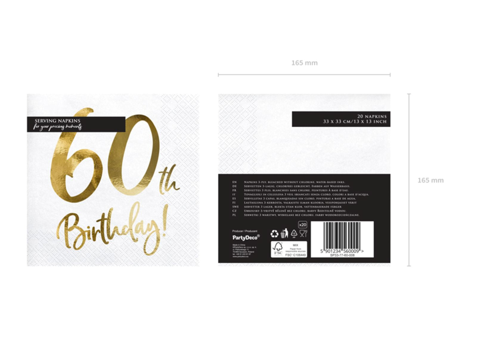 das-kost-mland-servietten-birthday-gold-20stk-33x33cm-60 image 2