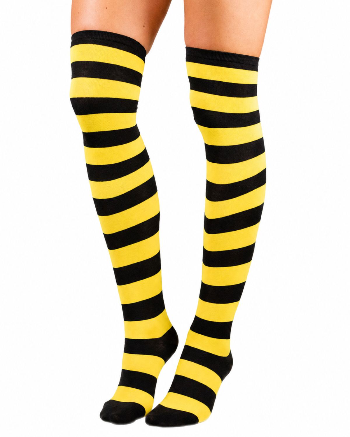 das-kost-mland-ringelstr-mpfe-overknees-gelb-schwarz-gestreift image 2