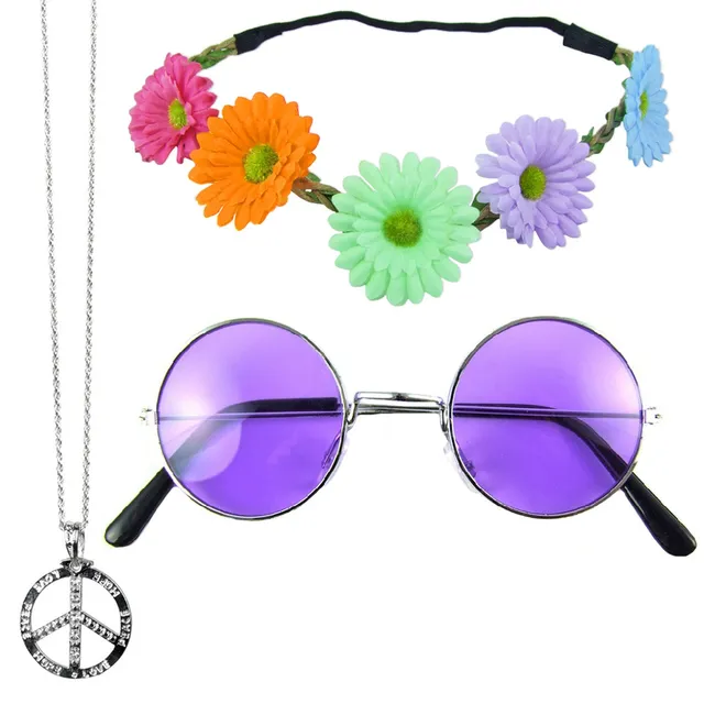das-kost-mland-accessoires-hippie-set-3-tlg-lila-margeriten image 1