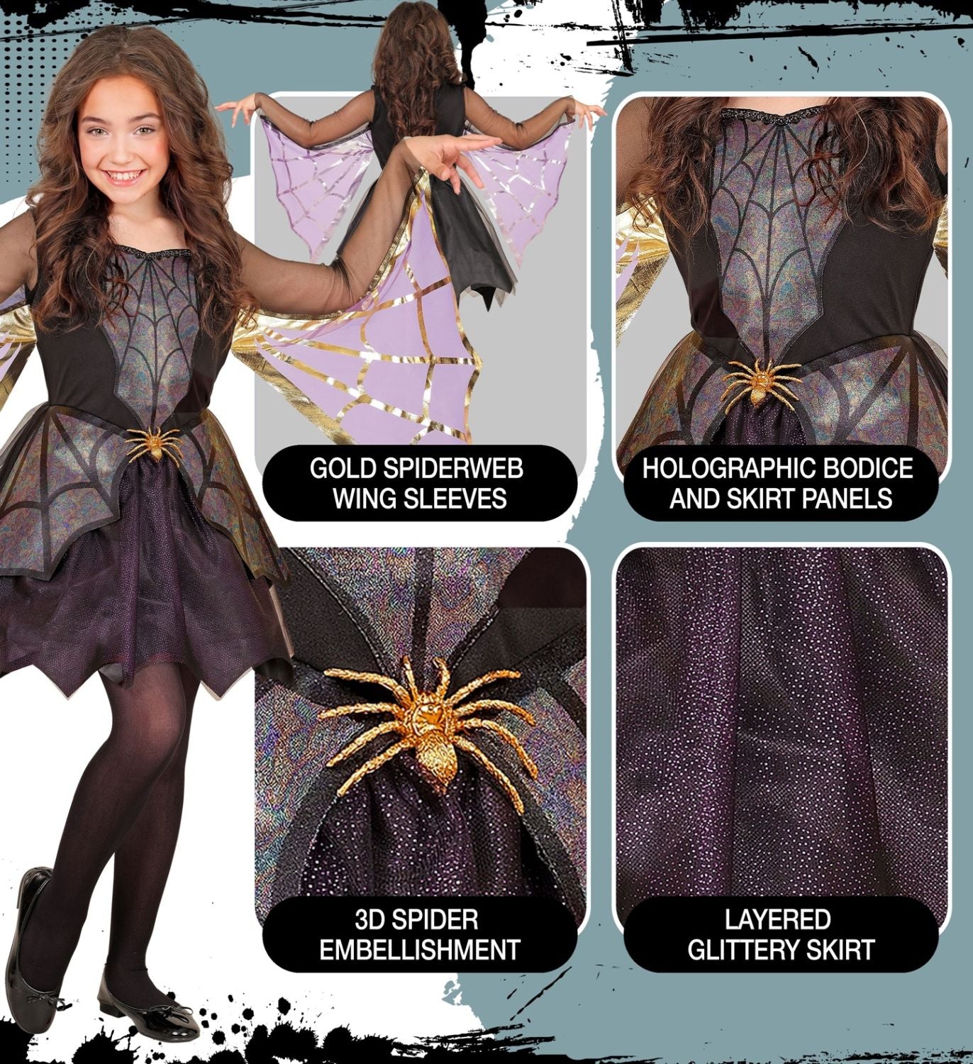 das-kost-mland-spinnenm-dchen-kost-m-kinder-kleid-schwarz image 6