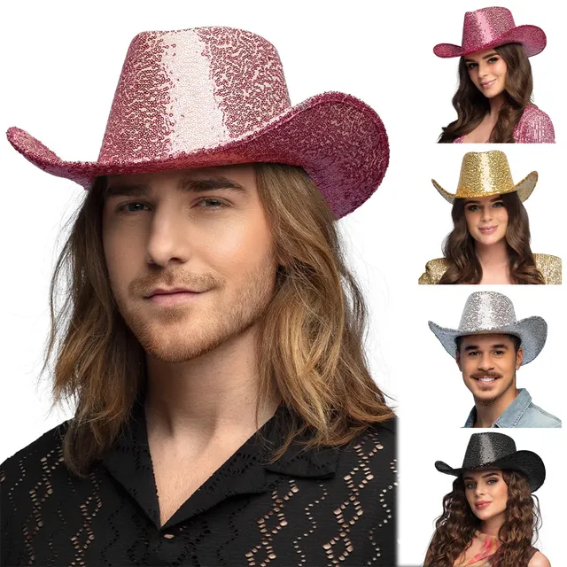 das-kost-mland-accessoires-cowboyhut-rodeo-party-glitzer-gold image 1