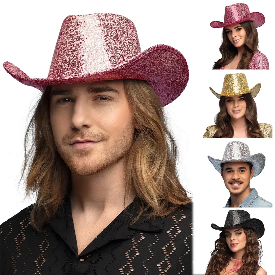 das-kost-mland-accessoires-cowboyhut-rodeo-party-glitzer-gold image 1
