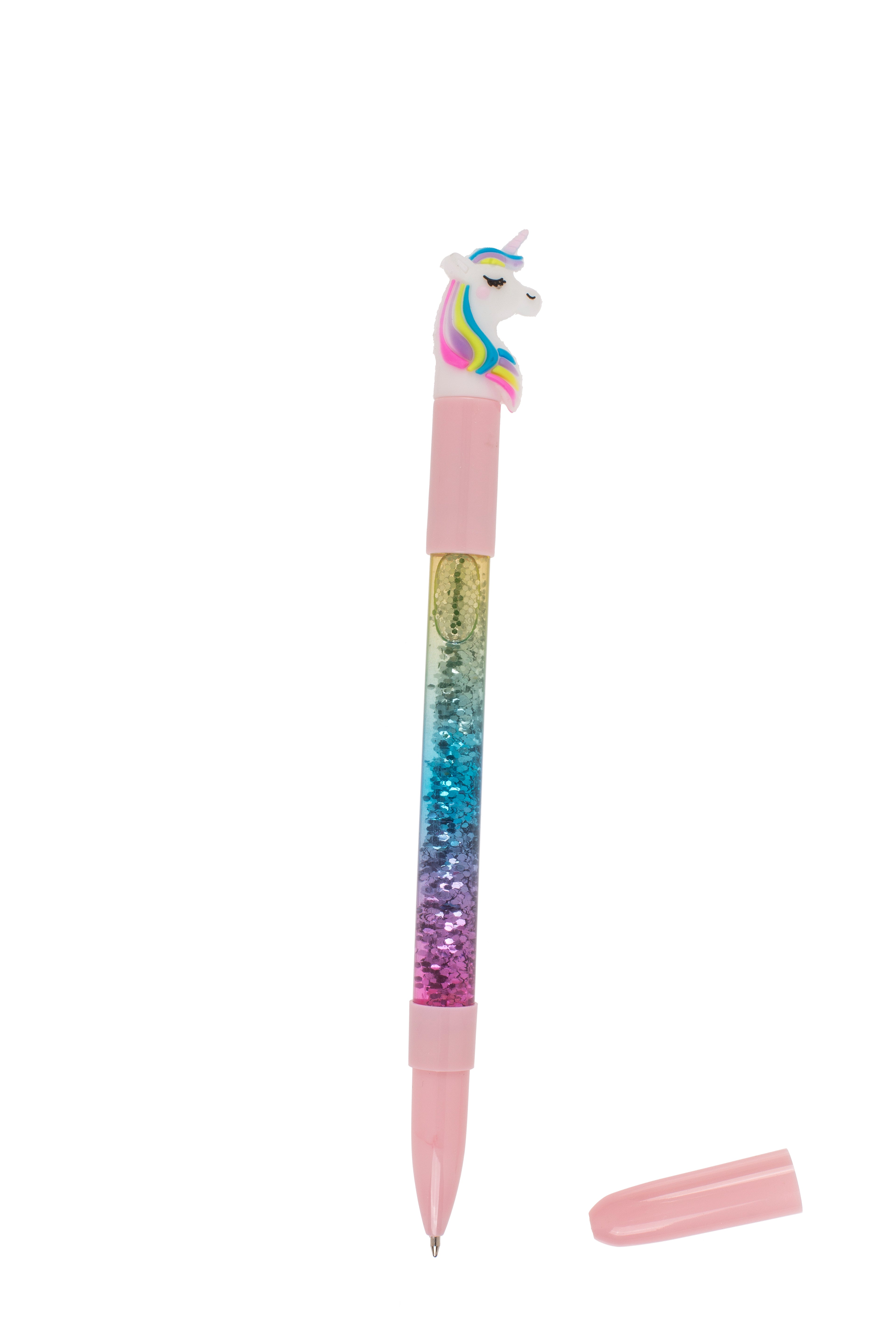 das-kost-mland-dekorationen-kugelschreiber-einhorn-glitter-kuli-led image 1