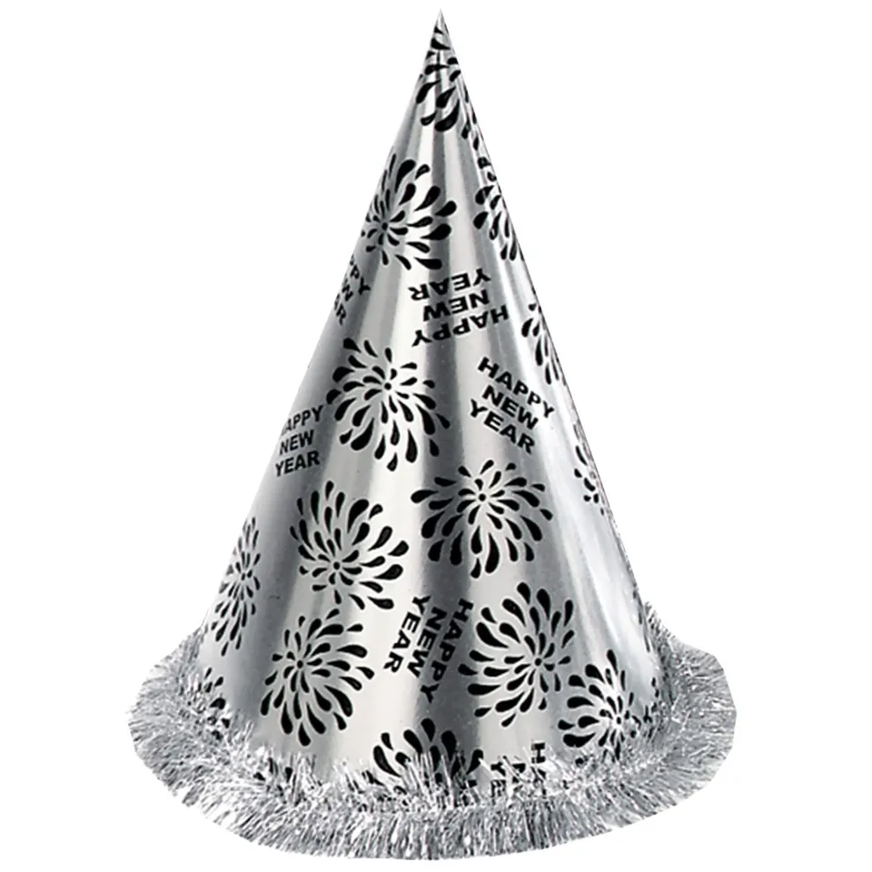 das-kost-mland-kegelhut-happy-new-year-partyhut-silber-28-cm image 1