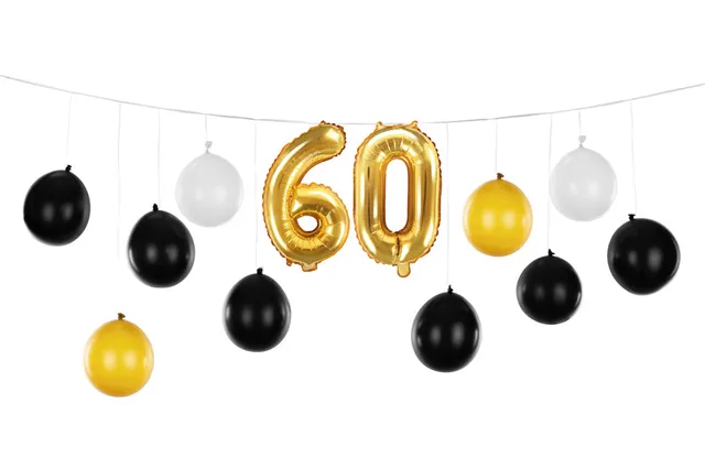 das-kost-mland-ballongirlande-3in1-schwarz-gold-60-geburtstag image 1