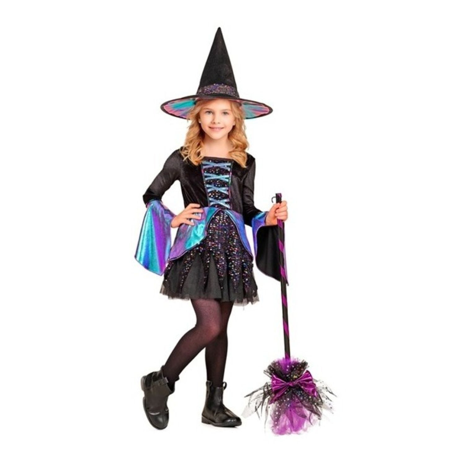 das-kost-mland-m-dchen-hexe-kost-m-kleid-hut-116 image 4