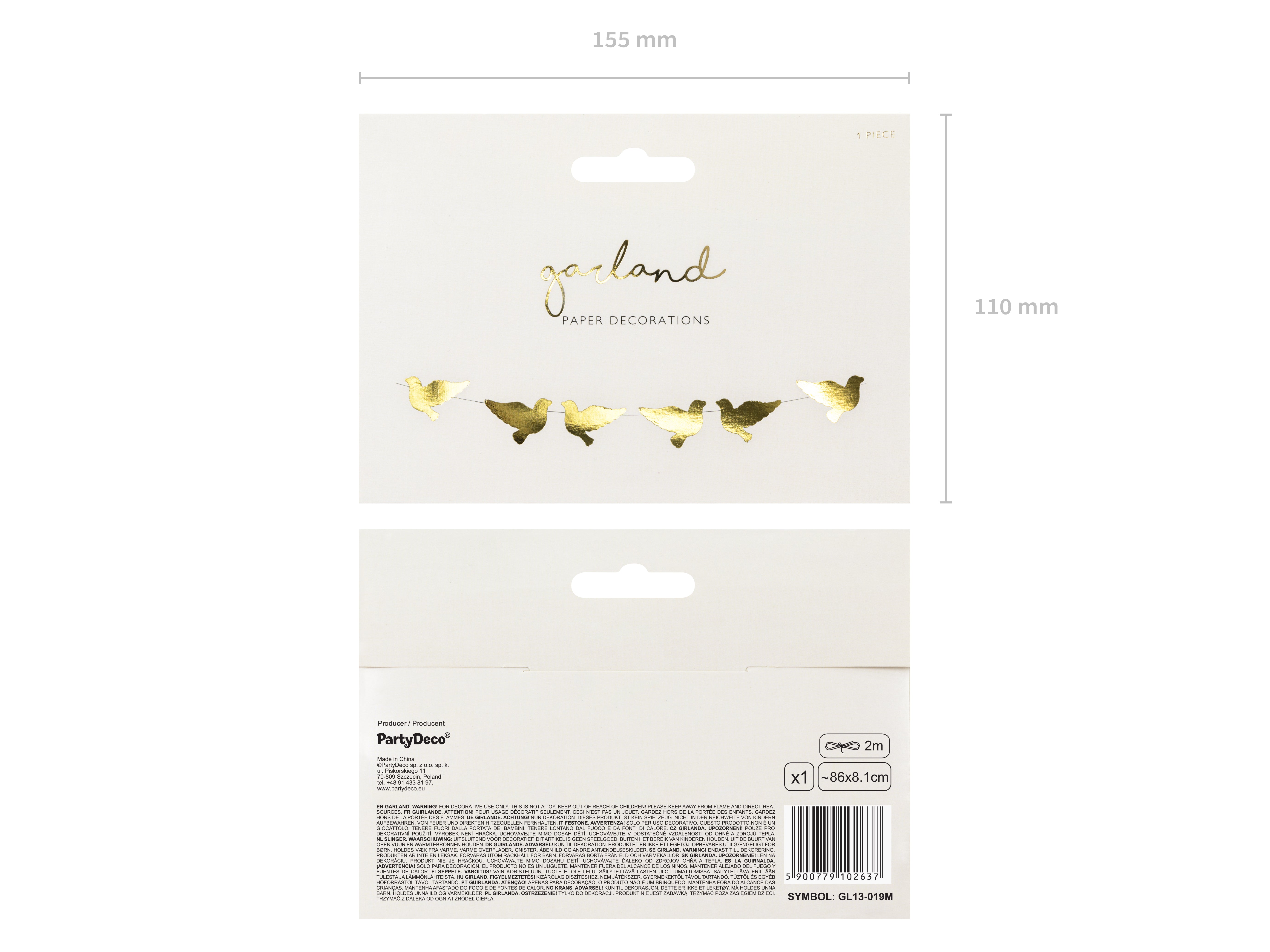 das-kost-mland-girlande-goldene-tauben-86-cm-gold-deko image 2