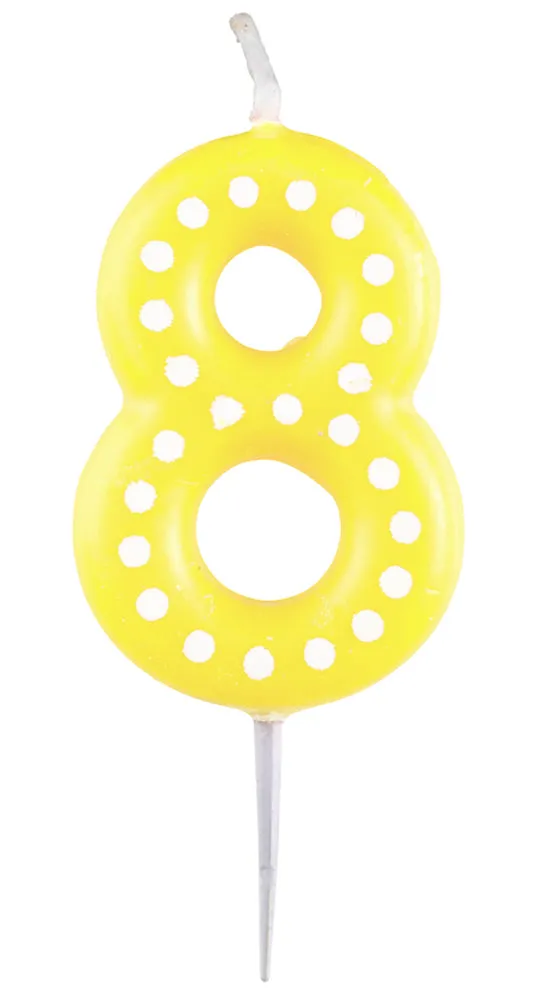 das-kost-mland-dekorationen-zahlenkerze-punkte-6-5cm-gelb-8 image 1