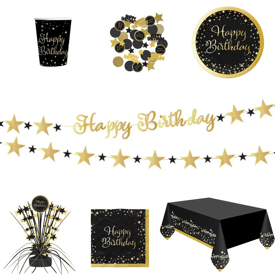 das-kost-mland-starlight-birthday-partydeko-6-deko-spiralen-schwarz-gold image 1