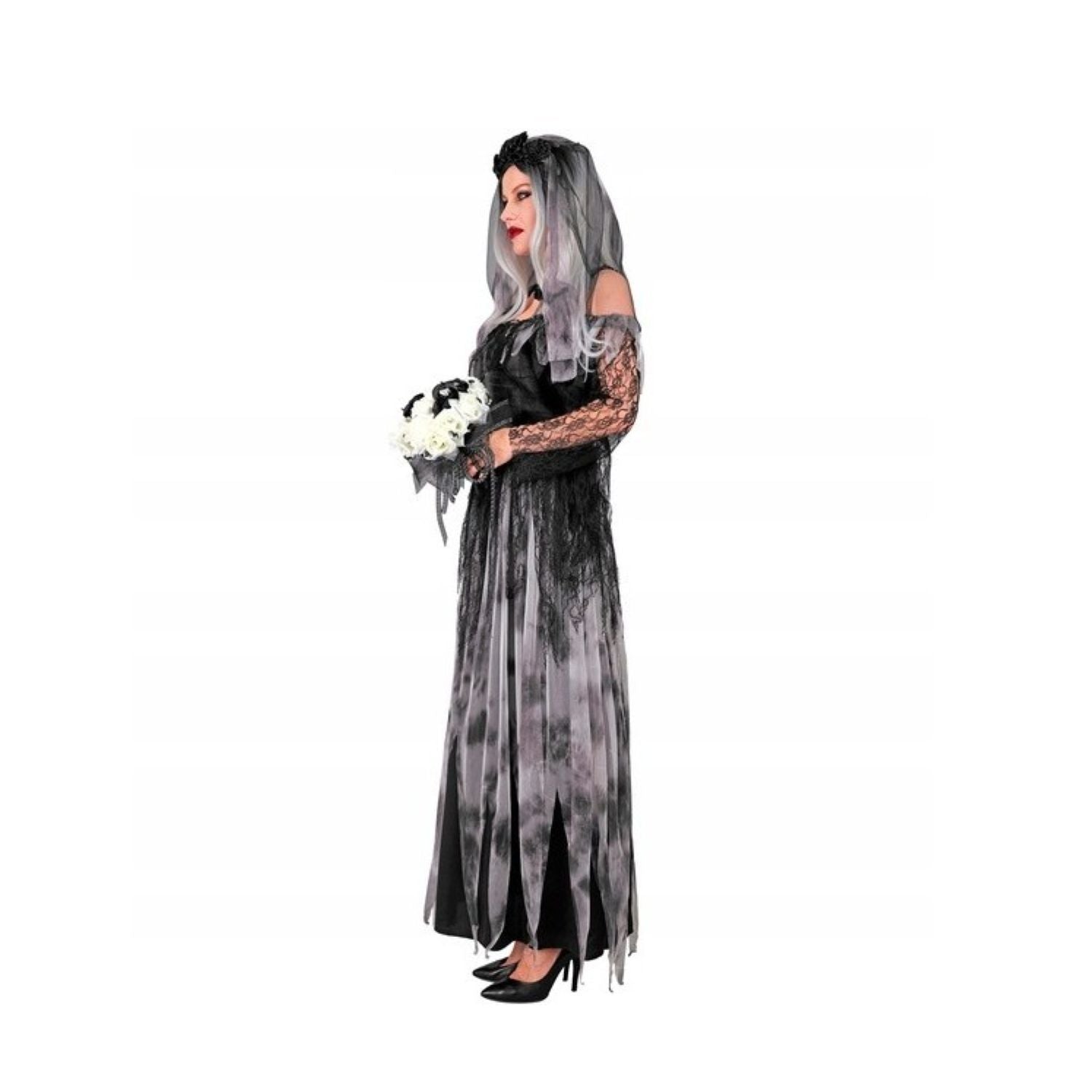 das-kost-mland-damen-geister-braut-kost-m-kleid-grau-schwarz-m image 3