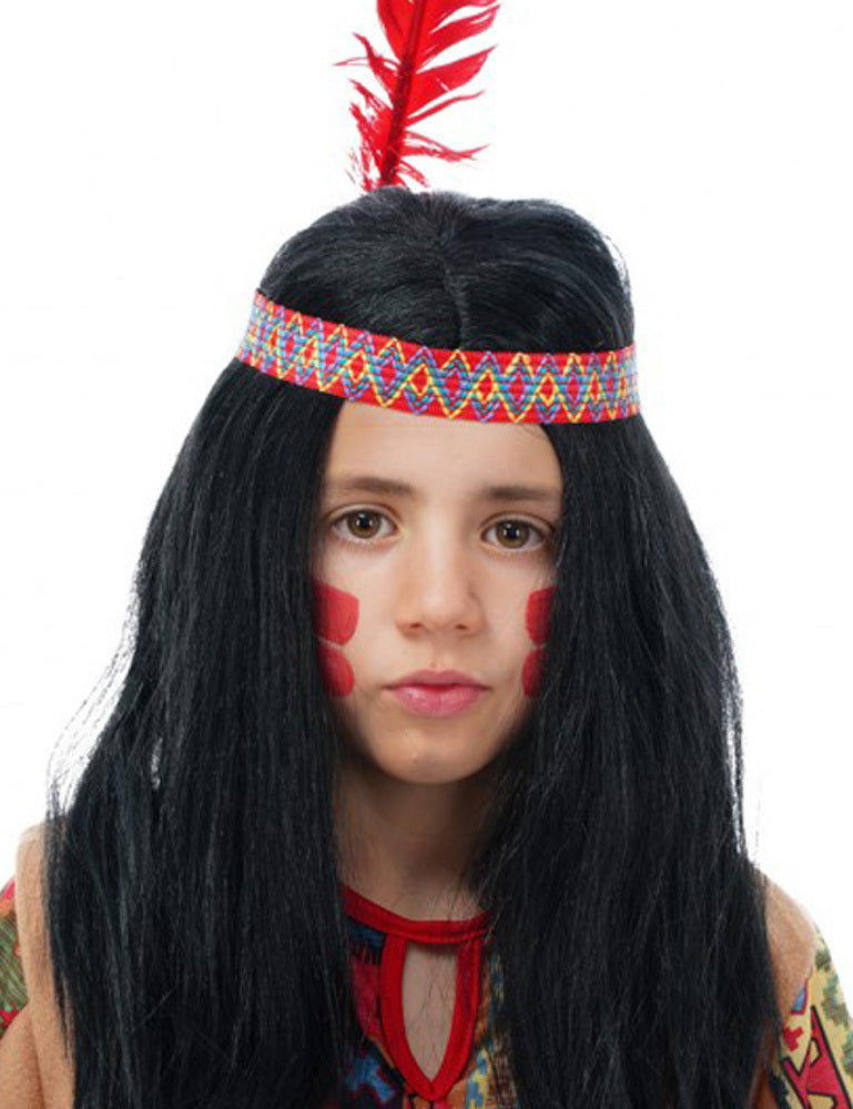 indianer-per-cke-kinder-schwarz-mit-stirnband-feder image 2