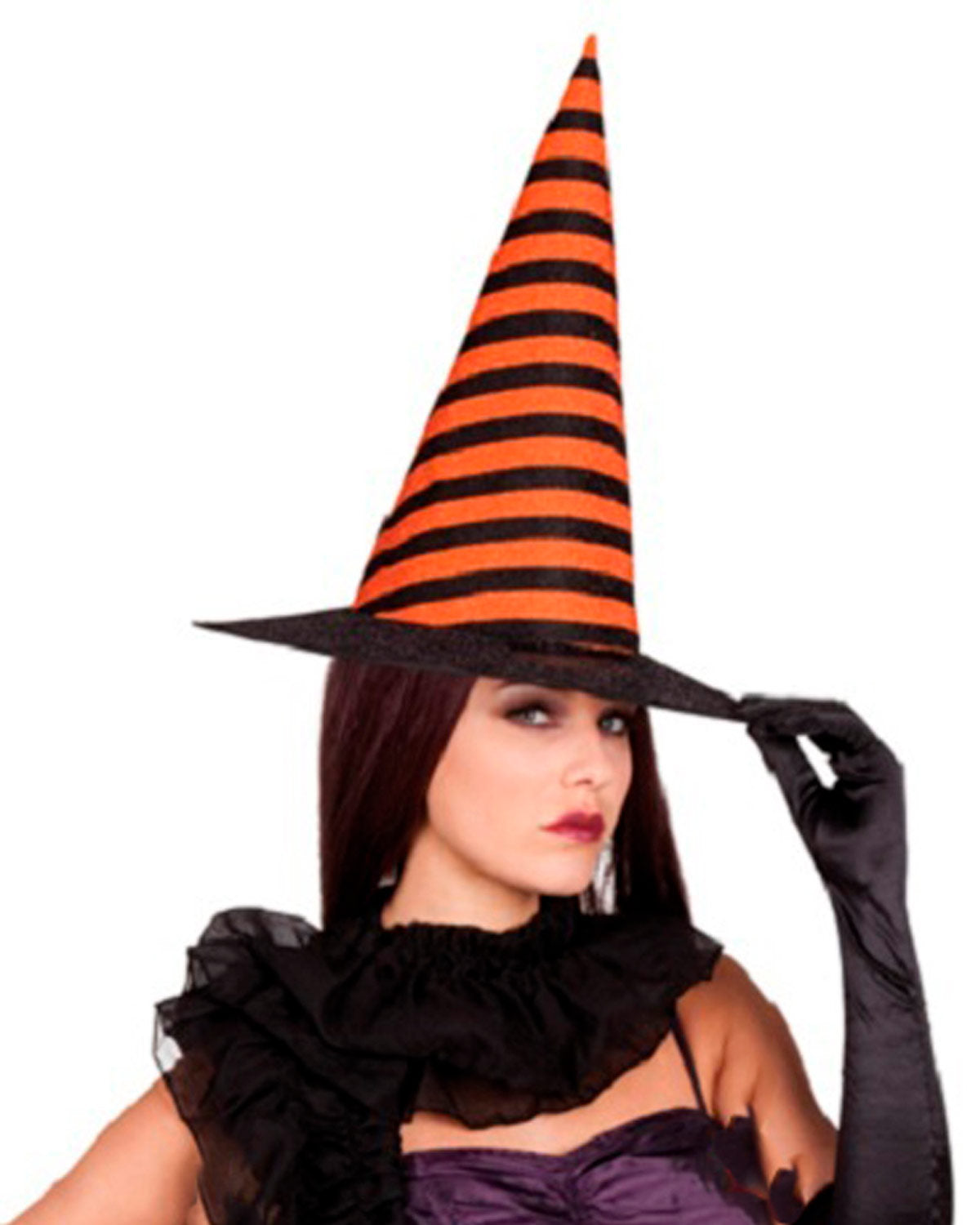 das-kost-mland-accessoires-hexenhut-lara-orange-streifen image 1