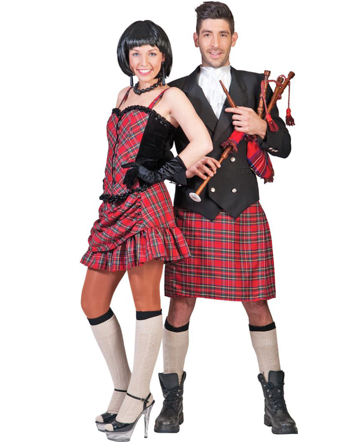 schotten-cameron-kost-m-herren-kilt-jacke-rot-gr-n-karo image 3