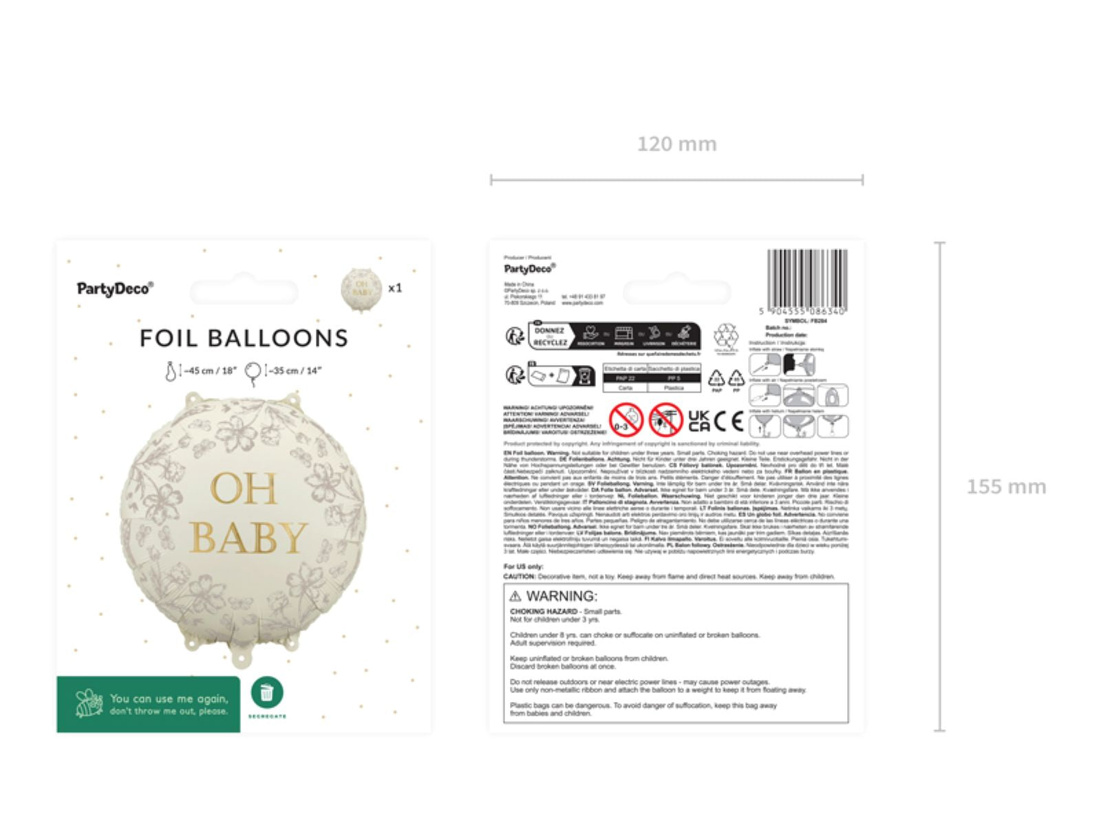 das-kost-mland-dekorationen-oh-baby-folienballon-blumen-43cm image 2