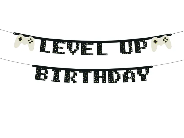 das-kost-mland-dekorationen-banner-level-up-birthday-girlande-2m image 1