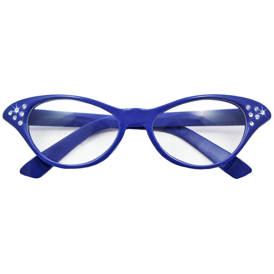 das-kost-mland-fifties-cateye-brille-diamond-strass-blau image 1