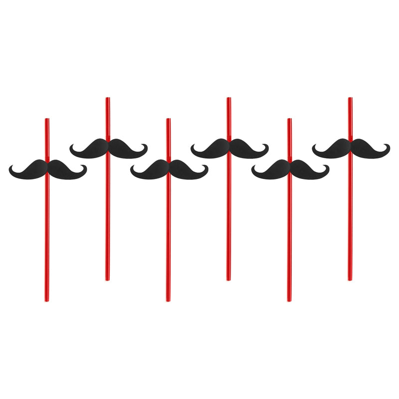 das-kost-mland-accessoires-strohhalm-schnurrbart-6-st-rot-schwarz image 1