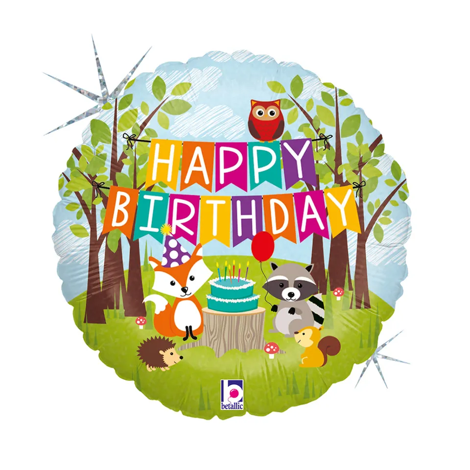 das-kost-mland-woodland-happy-birthday-folienballon-46-cm image 1