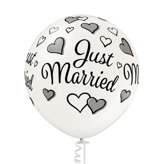 das-kost-mland-b250-luftballon-just-married-pearl-60-cm-metallic image 1