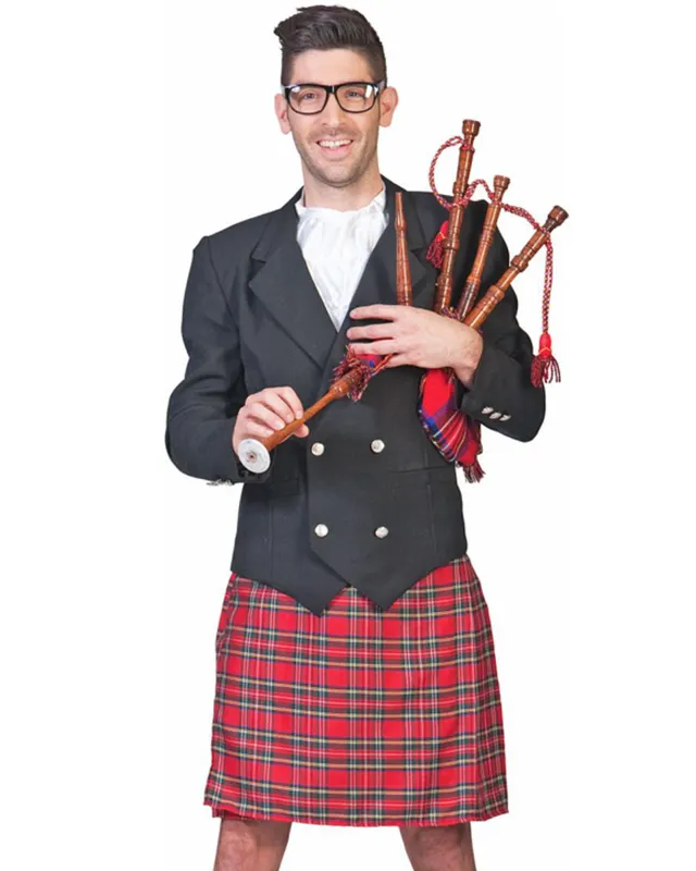 schotten-cameron-kost-m-herren-kilt-jacke-rot-gr-n-karo image 1