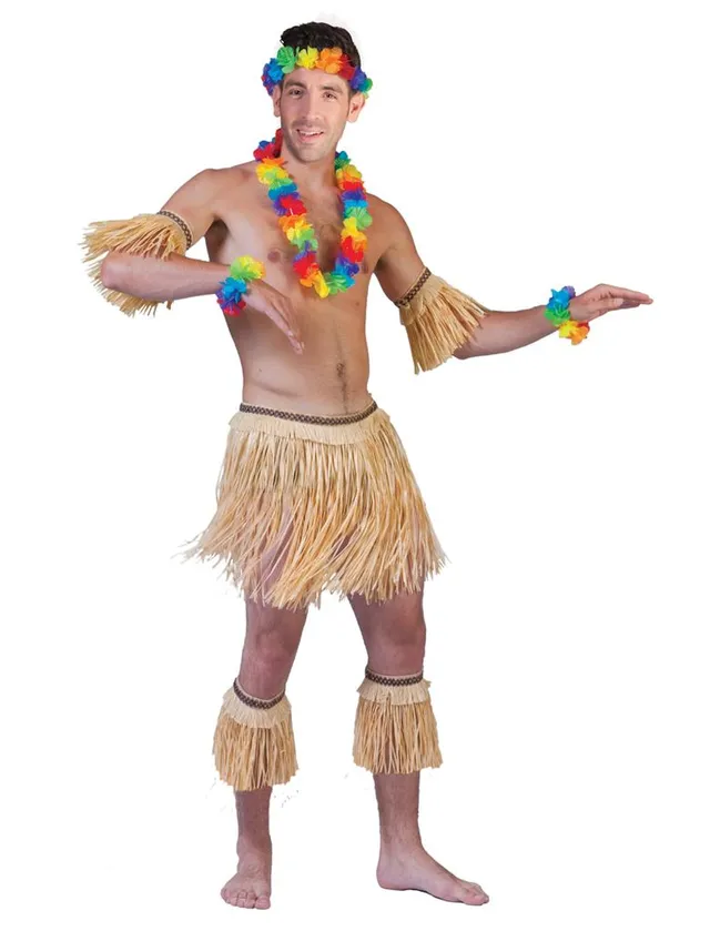 das-kost-mland-hawaii-kost-m-set-natur-5-tlg-herren-bastrock image 1