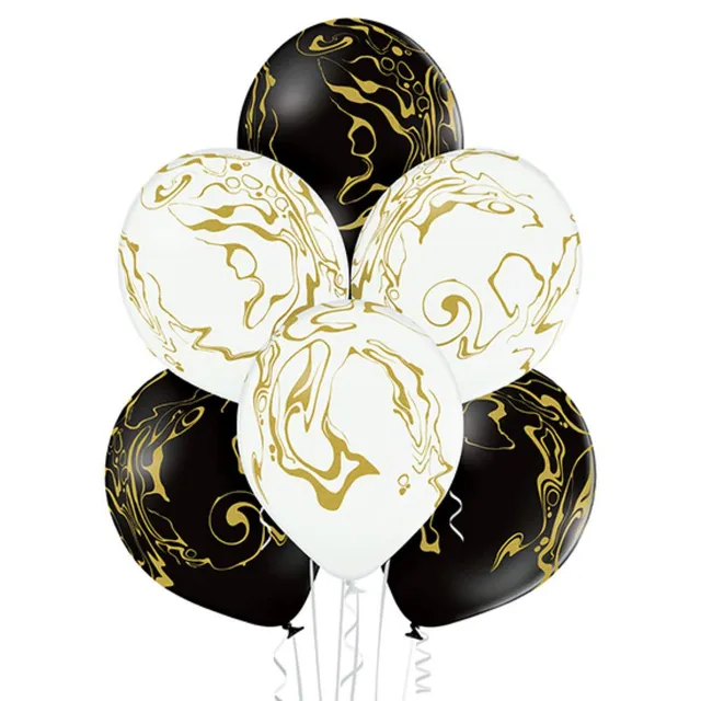 das-kost-mland-marble-luftballon-30cm-schwarz-wei-6-stk image 1