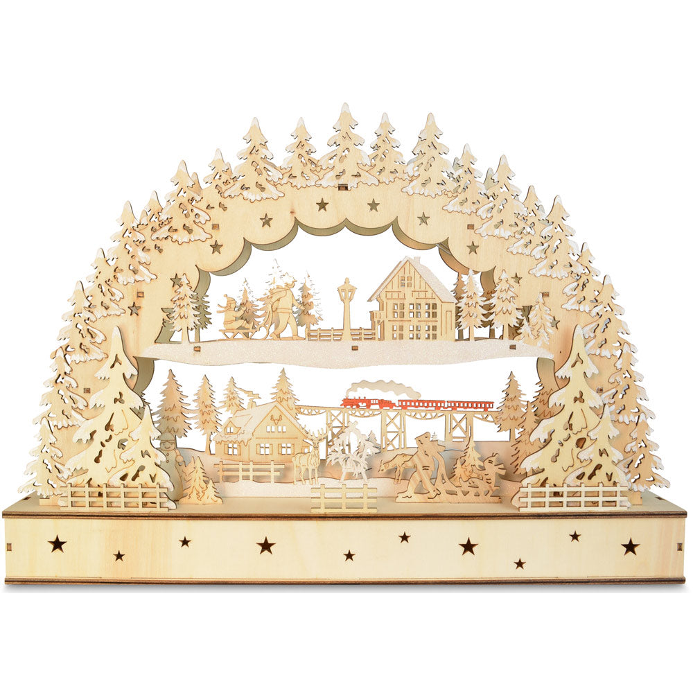 das-kost-mland-schwibbogen-dorflandschaft-zug-45cm-led-timer image 1