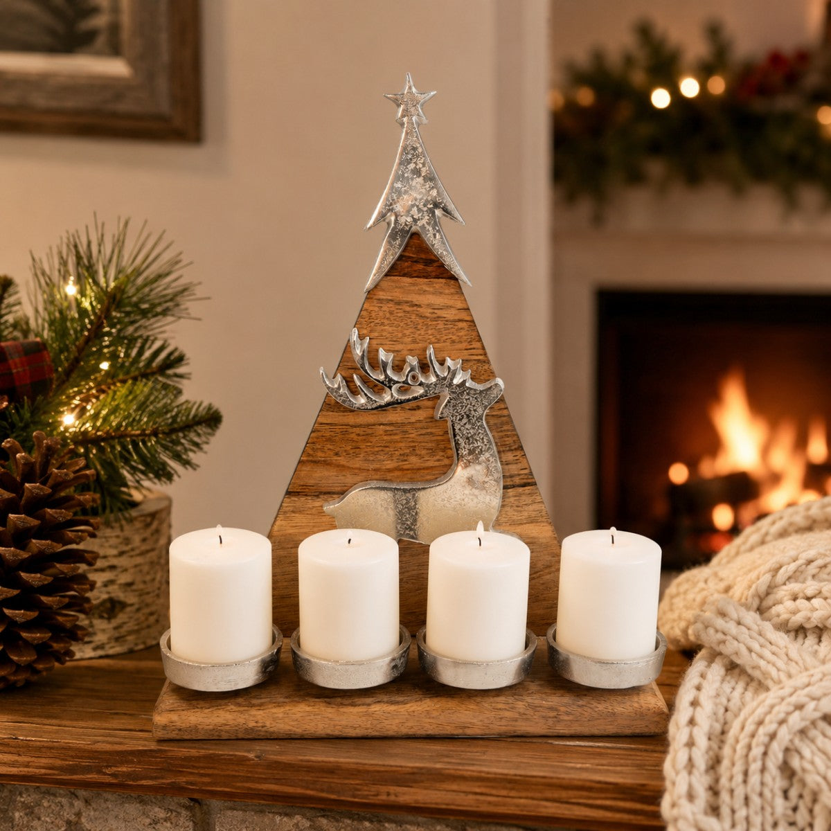 riffelmacher-kerzenleuchter-weihnachtsbaum-hirsch-natur-silber image 3