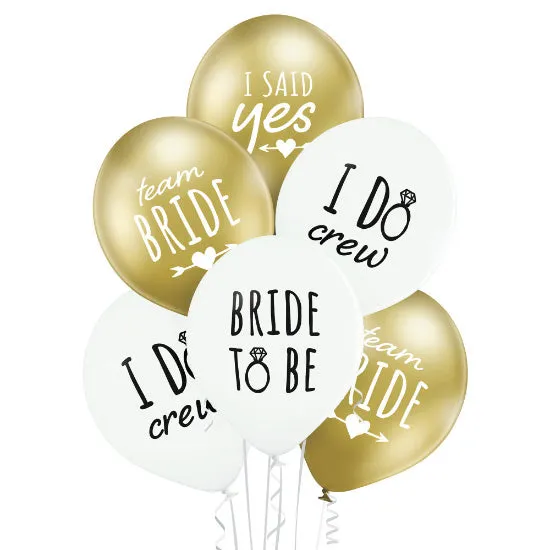 das-kost-mland-bride-to-be-luftballon-wei-gold-30cm-6-stk image 1