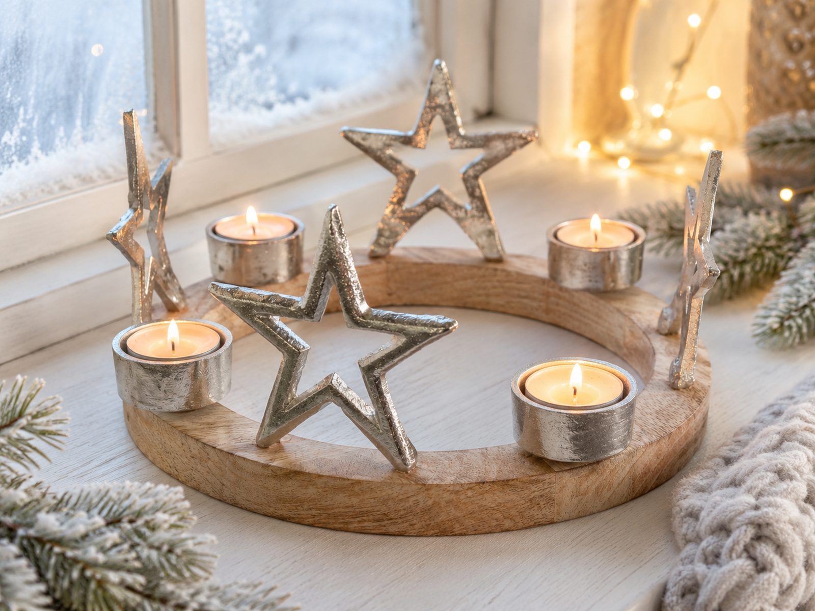 das-kost-mland-75219-adventskranz-holz-silber-25-cm image 4