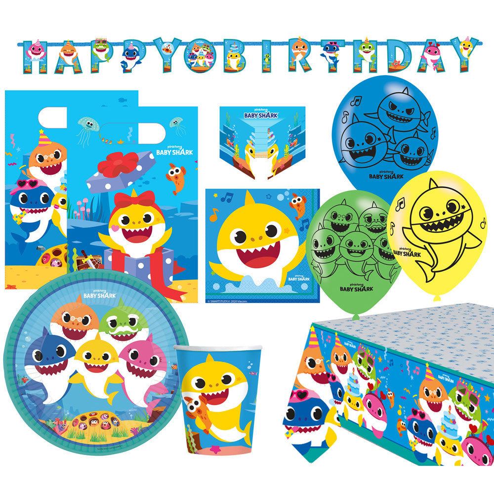 amscan-baby-shark-partygeschirr-becher-8x-250-ml-hai-party image 1