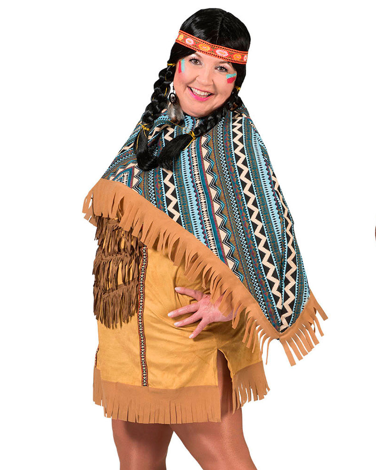 das-kost-mland-damen-indianerin-cherokee-kost-m-kurz-poncho image 7