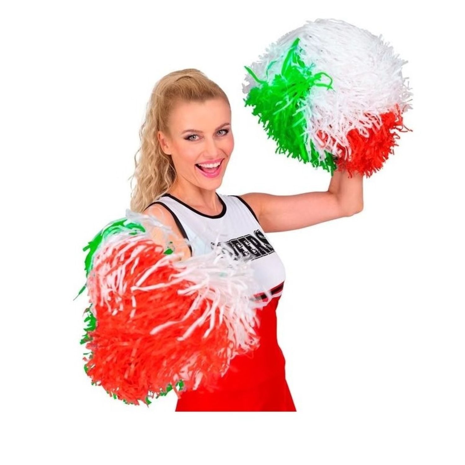 das-kost-mland-pom-pom-italien-cheerleading-gr-n-wei-rot image 3