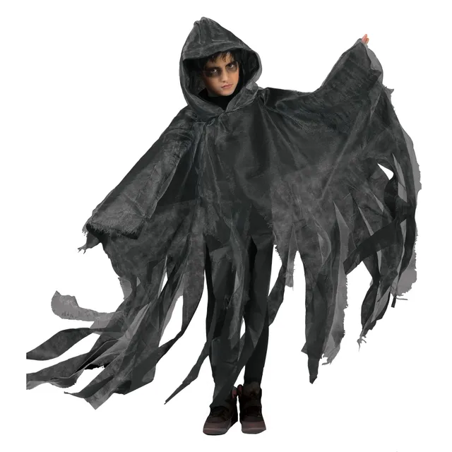 das-kost-mland-halloween-umhang-kapuze-kinder-grau image 1