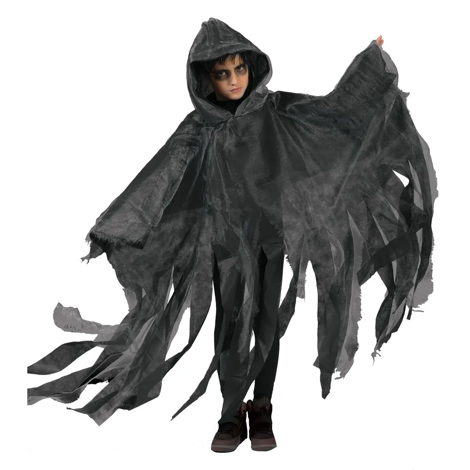 das-kost-mland-halloween-umhang-kapuze-kinder-grau image 1