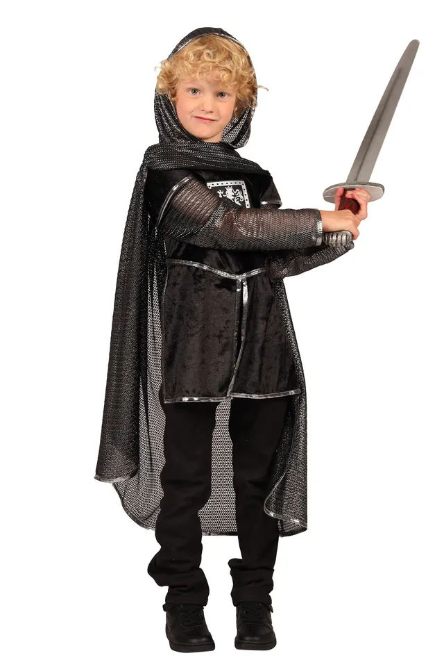 das-kost-mland-jungen-ritter-dragonfighter-kost-m-schwarz-silber-116-128 image 1
