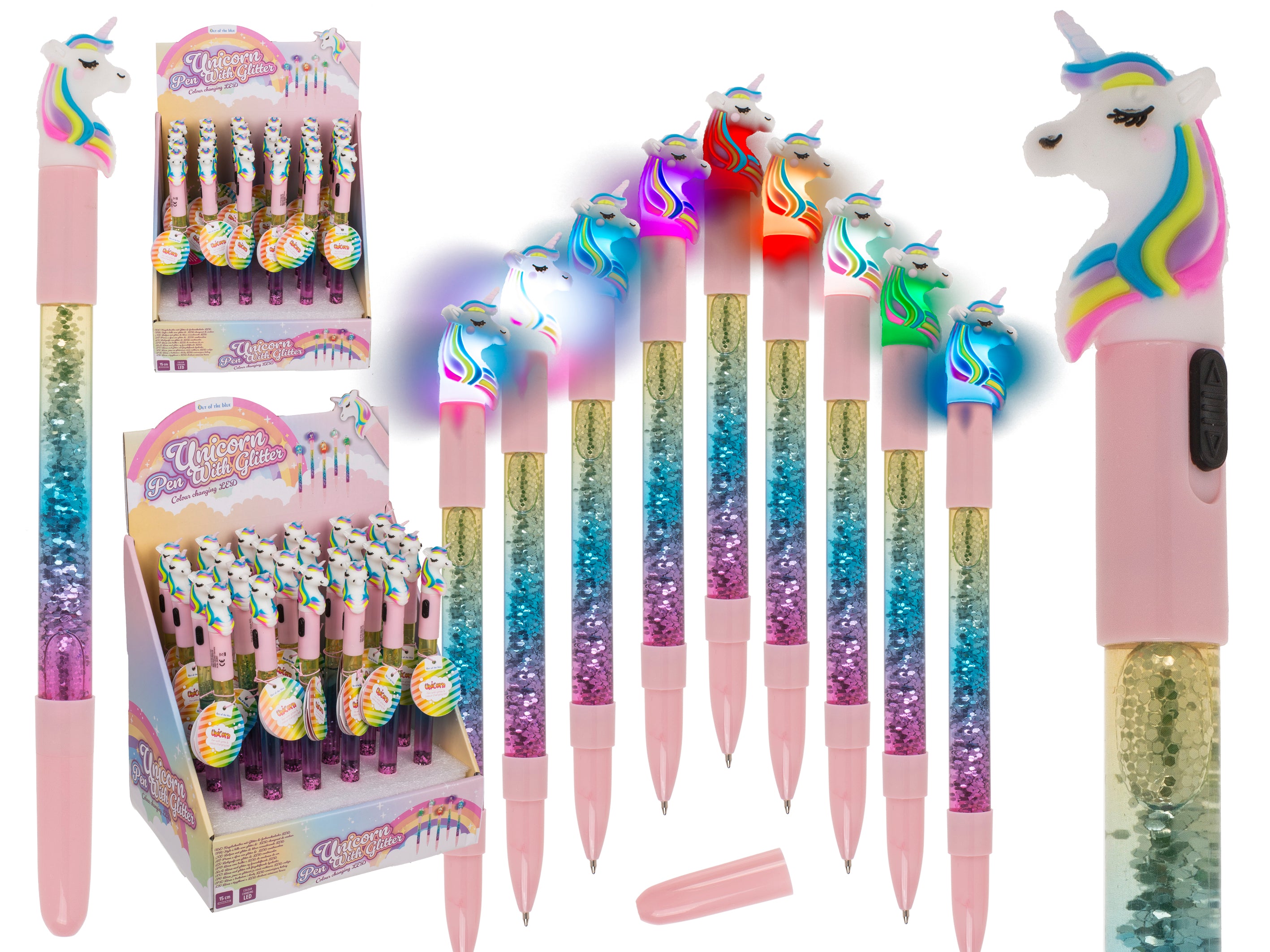 das-kost-mland-dekorationen-kugelschreiber-einhorn-glitter-kuli-led image 3