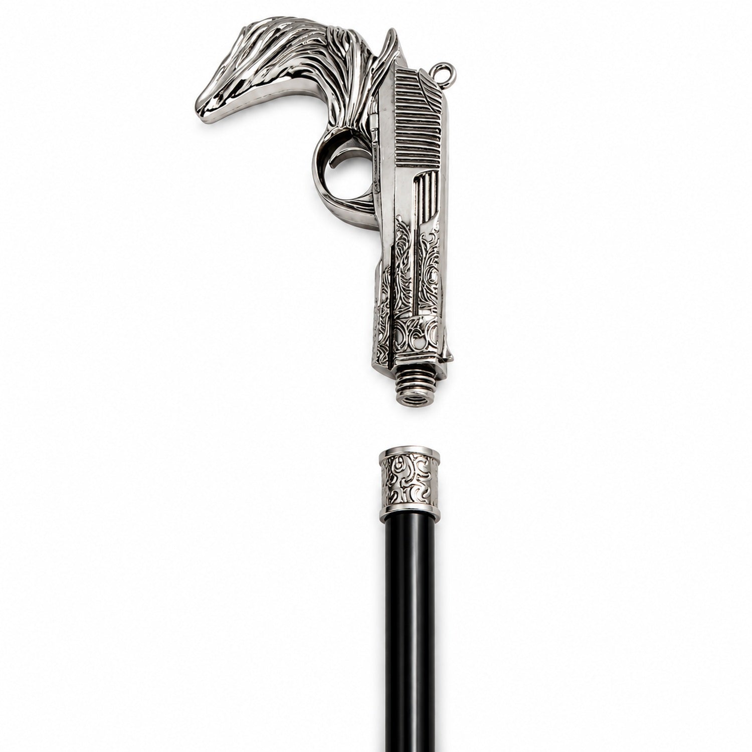 das-kost-mland-gehstock-metall-pistole-schwarz-silber-93cm image 5