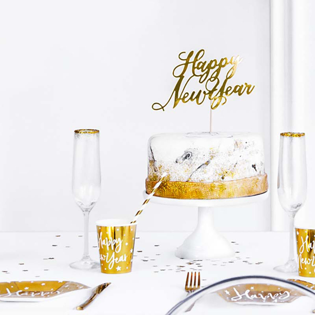 das-kost-mland-happy-new-year-tortendeko-gold-24cm image 2