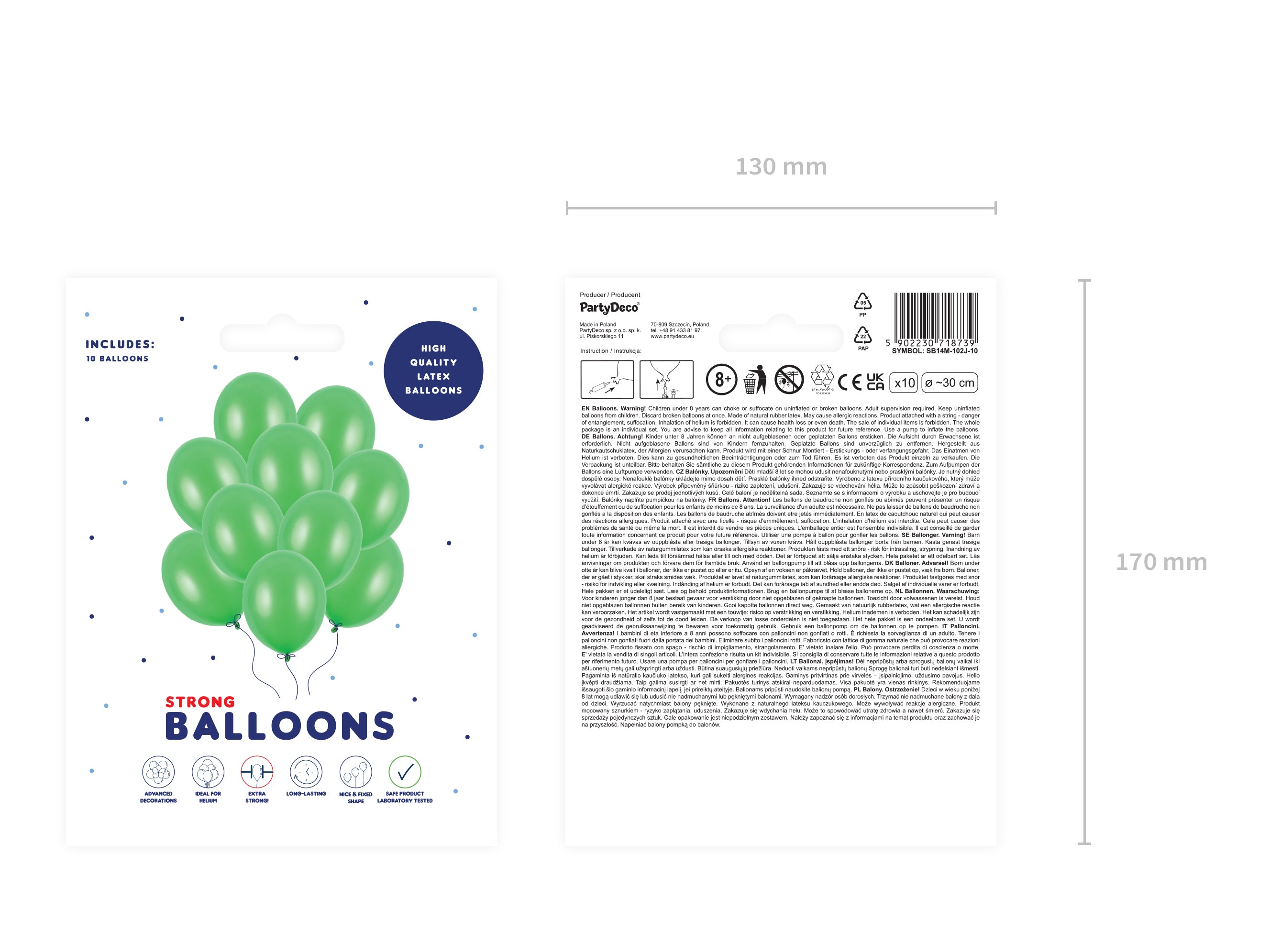 das-kost-mland-dekorationen-luftballon-uni-metallic-hellgr-n-10-st image 2