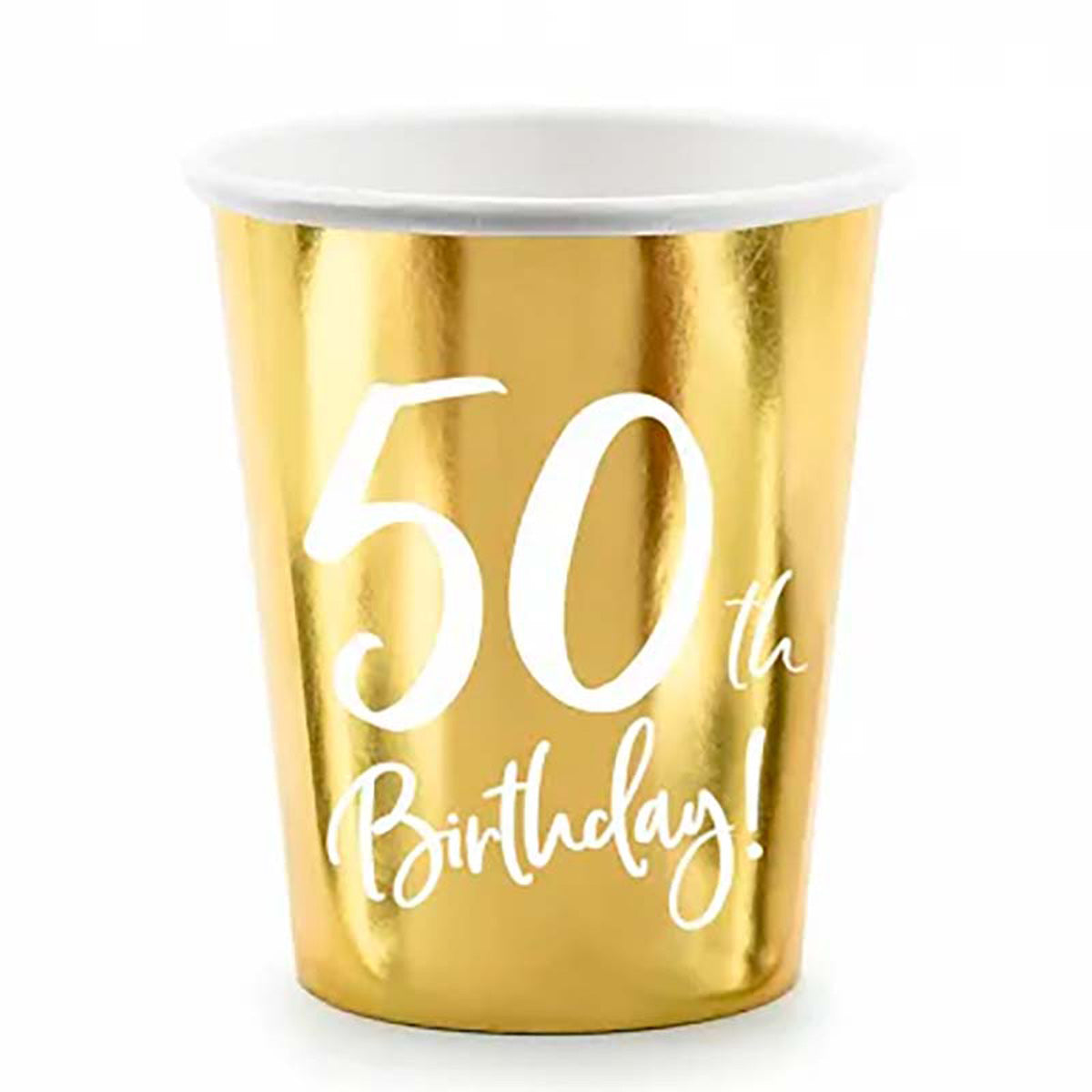 das-kost-mland-dekorationen-pappbecher-happy-birthday-50-gold-6-stk image 1