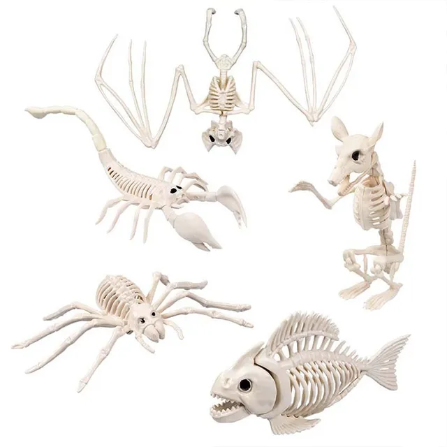 skelett-tiere-5er-set-beige-halloween-deko-kunststoff image 1