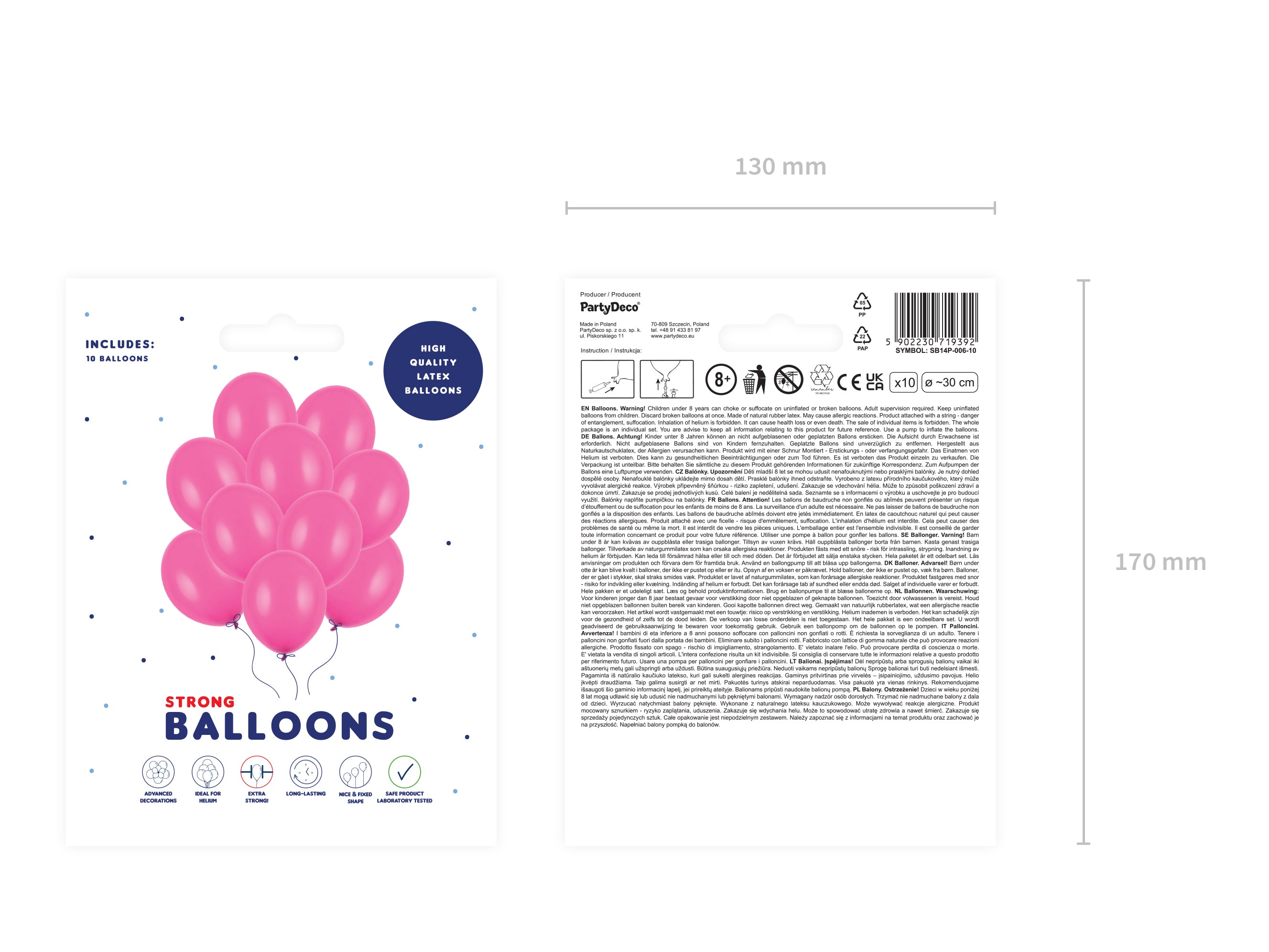 das-kost-mland-uni-pastell-luftballon-hot-pink-10er-30-cm image 2