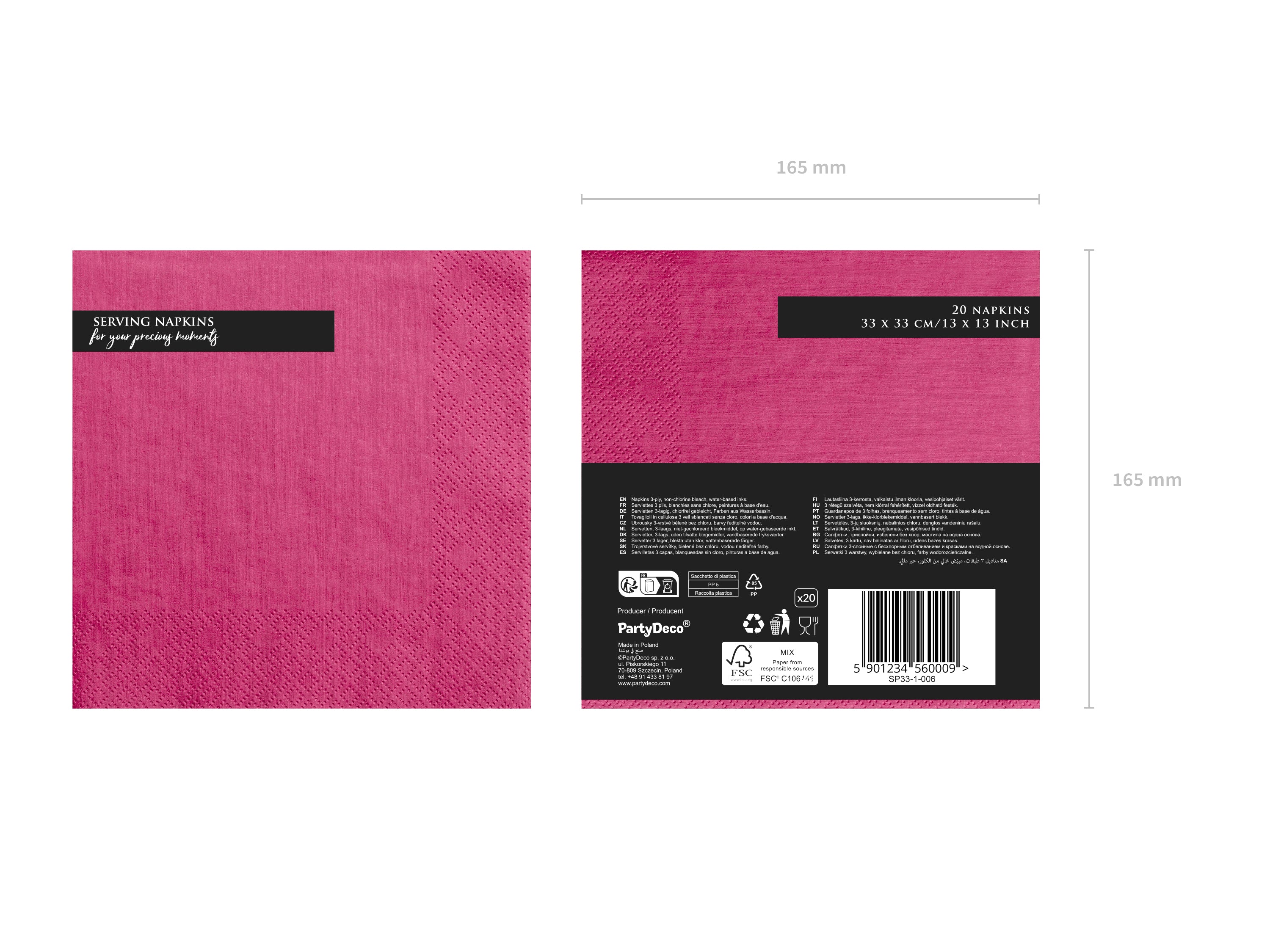 das-kost-mland-servietten-uni-pink-20-stk-33x33-cm image 2